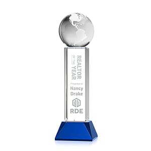 Globe Award on Stowe Base - Blue