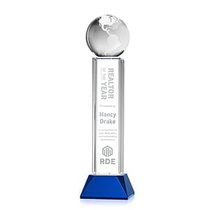 Globe Award on Stowe Base - Blue