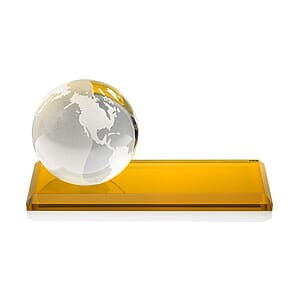 Globe VividPrint™ Award on Rectangle Base - Amber