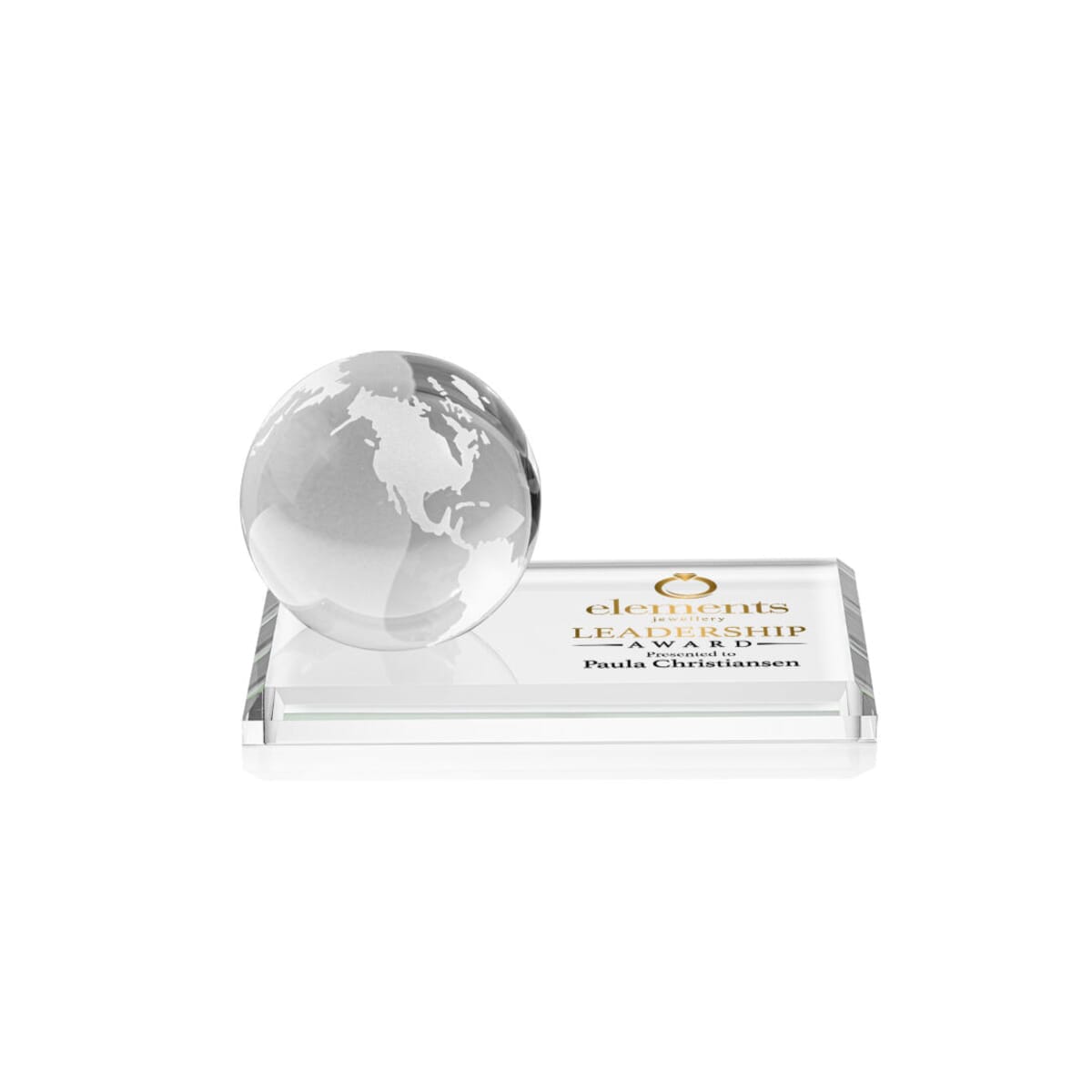 Globe VividPrint™ Award on Rectangle Base - Clear