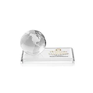 Globe VividPrint™ Award on Rectangle Base - Clear