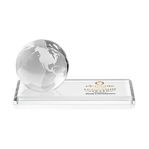 Globe VividPrint™ Award on Rectangle Base - Clear