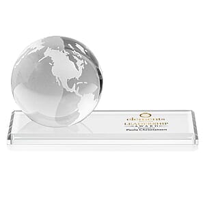 Globe VividPrint™ Award on Rectangle Base - Clear