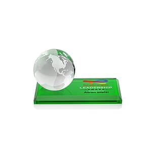 Globe VividPrint™ Award on Rectangle Base - Green