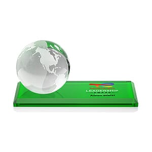 Globe VividPrint™ Award on Rectangle Base - Green