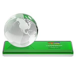 Globe VividPrint™ Award on Rectangle Base - Green