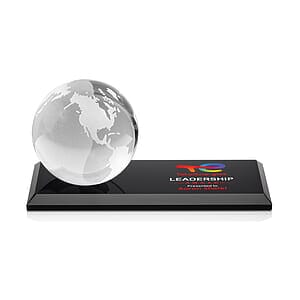 Globe VividPrint™ Award on Rectangle Base - Black