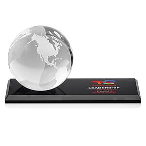 Globe VividPrint™ Award on Rectangle Base - Black