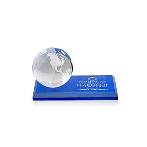 Globe VividPrint™ Award on Rectangle Base - Blue