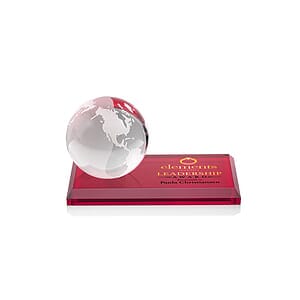 Globe VividPrint™ Award on Rectangle Base - Red