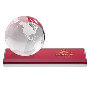 Globe VividPrint™ Award on Rectangle Base - Red