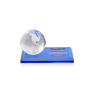 Globe VividPrint™ Award on Rectangle Base - Sky Blue