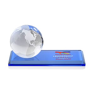 Globe VividPrint™ Award on Rectangle Base - Sky Blue