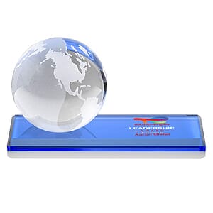 Globe VividPrint™ Award on Rectangle Base - Sky Blue