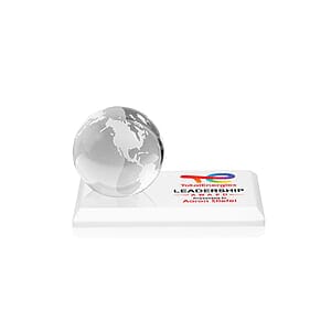 Globe VividPrint™ Award on Rectangle Base - White