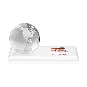 Globe VividPrint™ Award on Rectangle Base - White