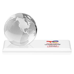 Globe VividPrint™ Award on Rectangle Base - White