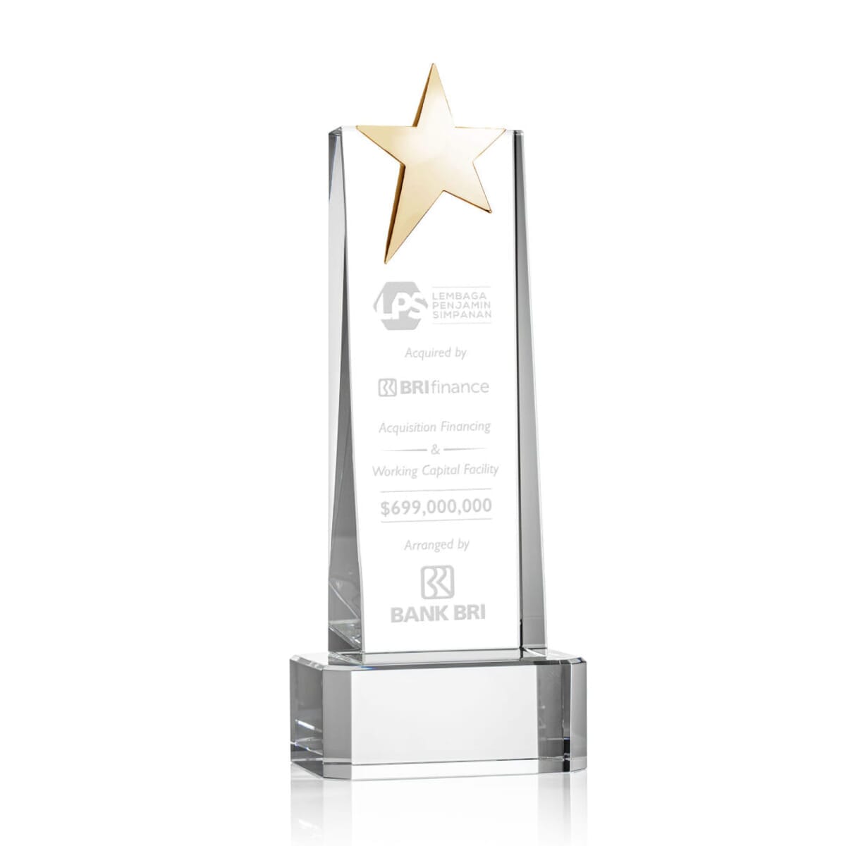 Fanshaw Gold Star Award on Base - Clear