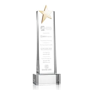 Fanshaw Gold Star Award on Base - Clear