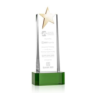 Fanshaw Gold Star Award on Base - Green