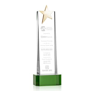 Fanshaw Gold Star Award on Base - Green