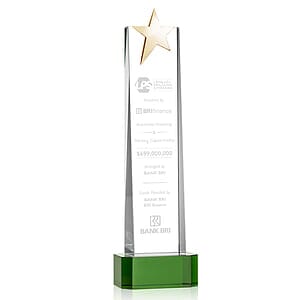 Fanshaw Gold Star Award on Base - Green