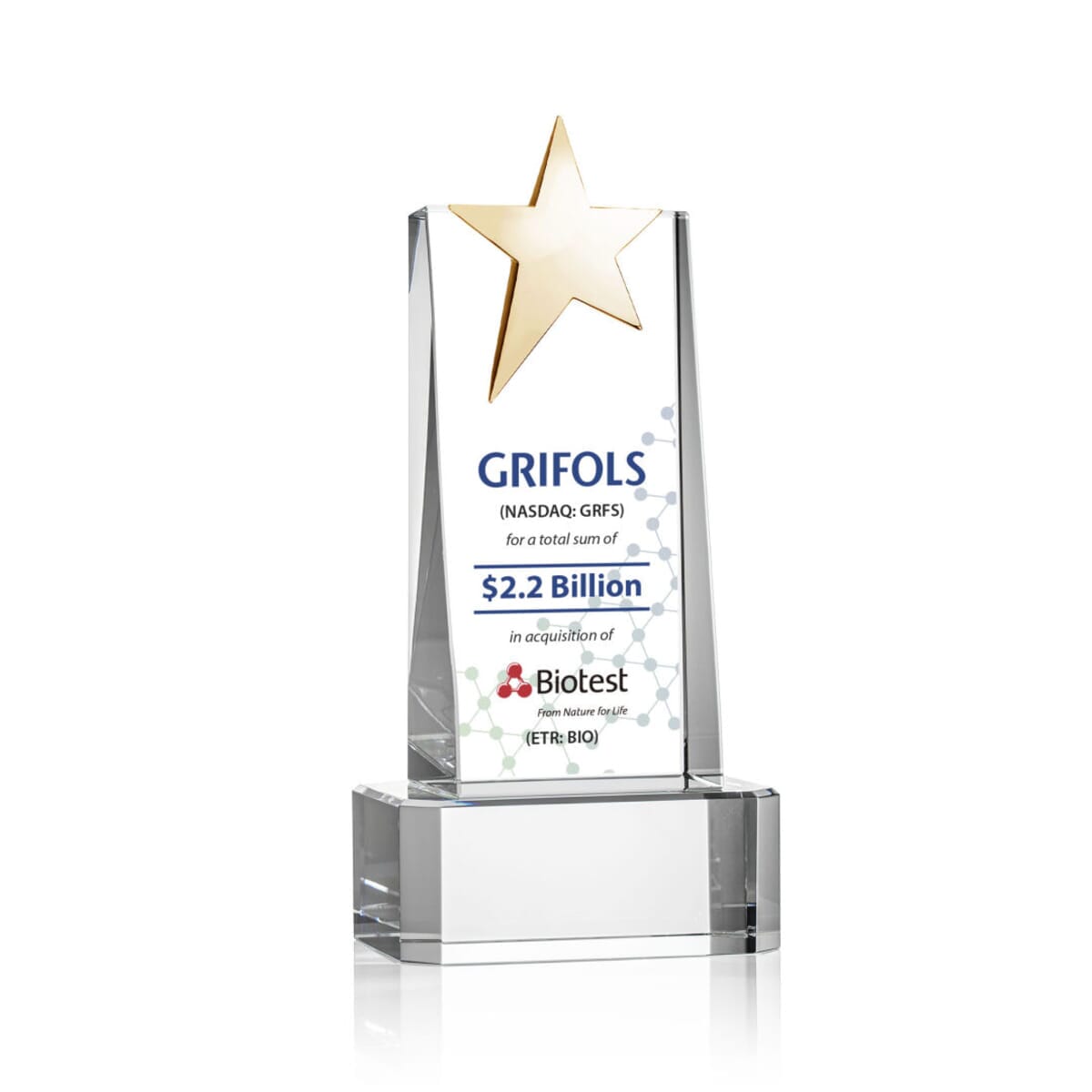 Fanshaw Gold Star VividPrint™ Award on Base - Clear