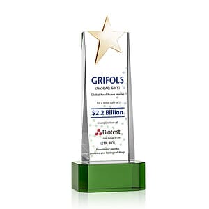 Fanshaw Gold Star VividPrint™ Award on Base - Green