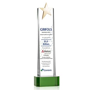 Fanshaw Gold Star VividPrint™ Award on Base - Green