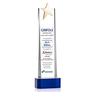 Fanshaw Gold Star VividPrint™ Award on Base - Blue
