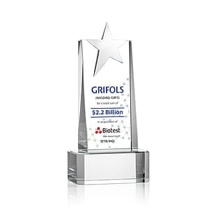 Fanshaw Silver Star VividPrint™ Award on Base - Clear