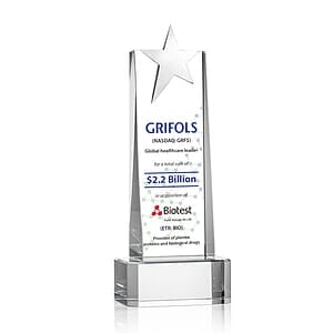Fanshaw Silver Star VividPrint™ Award on Base - Clear