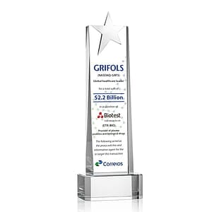 Fanshaw Silver Star VividPrint™ Award on Base - Clear