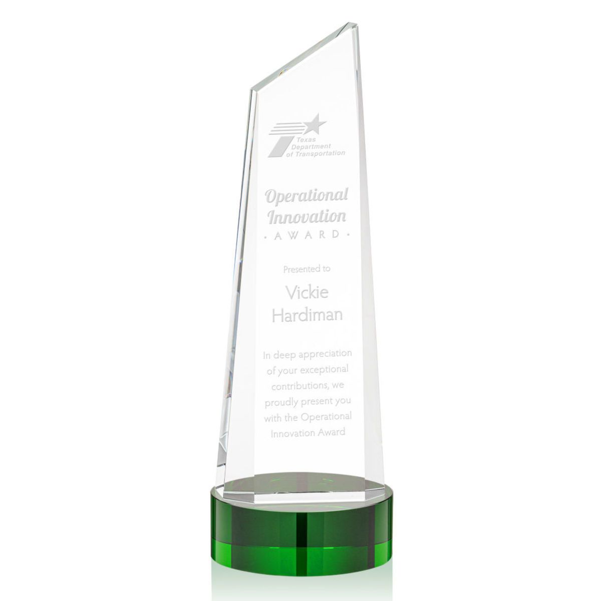 Belmont Tower Award on Stanrich Base - Green