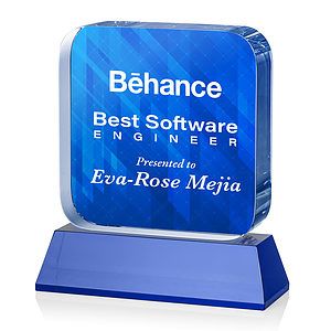 Flamborough VividPrint™ Award on Base - Blue