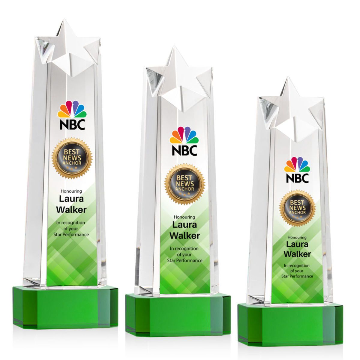 Delaware Star VividPrint™ Award on Base - Green
