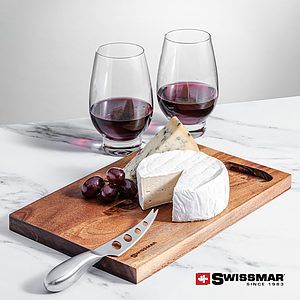 Swissmar® Acacia Board & 2 Glenarden Stemless Wine