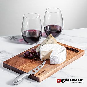Swissmar® Acacia Board & 2 Laurent Stemless Wine