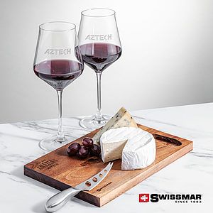 Swissmar® Acacia Board &  2 Bretton Wine
