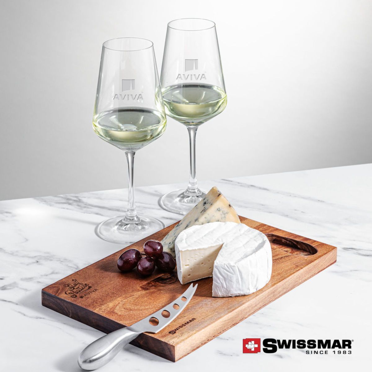 Swissmar® Acacia Board &  2 Cannes Wine