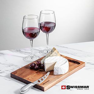 Swissmar® Acacia Board &  2 Connoisseur Wine