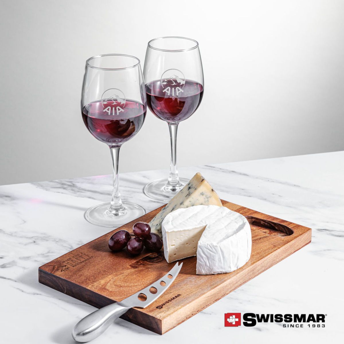 Swissmar® Acacia Board &  2 Connoisseur Wine