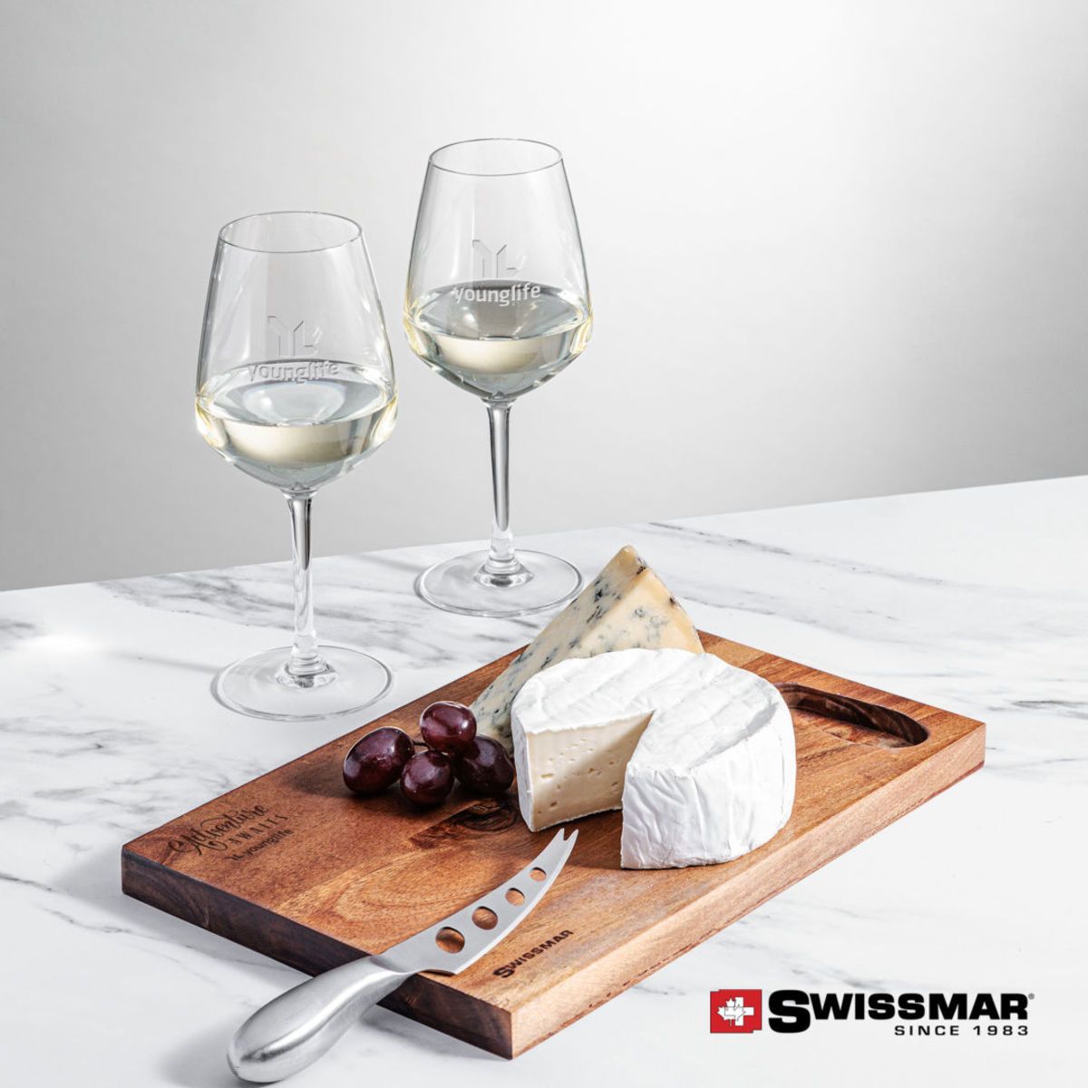 Swissmar® Acacia Board &  2 Mandelay Wine