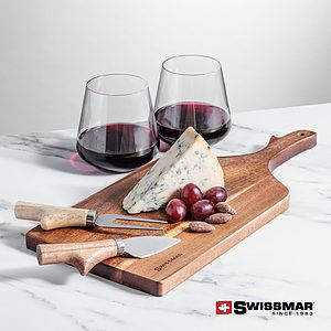 Swissmar® Paddle Board & 2 Cannes Stemless Wine