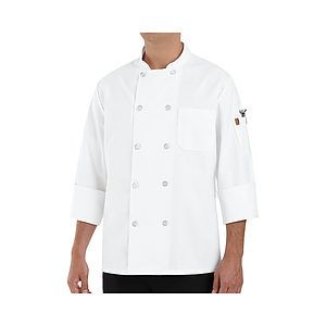 100% Polyester Ten Pearl Button Chef Coat - 0423