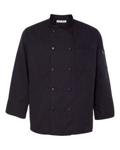 Ten Pearl Button Black Chef Coat - 0425