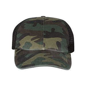 Garment Washed Printed Trucker Cap - 111P