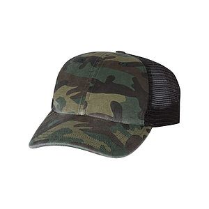 Garment Washed Printed Trucker Cap - 111P