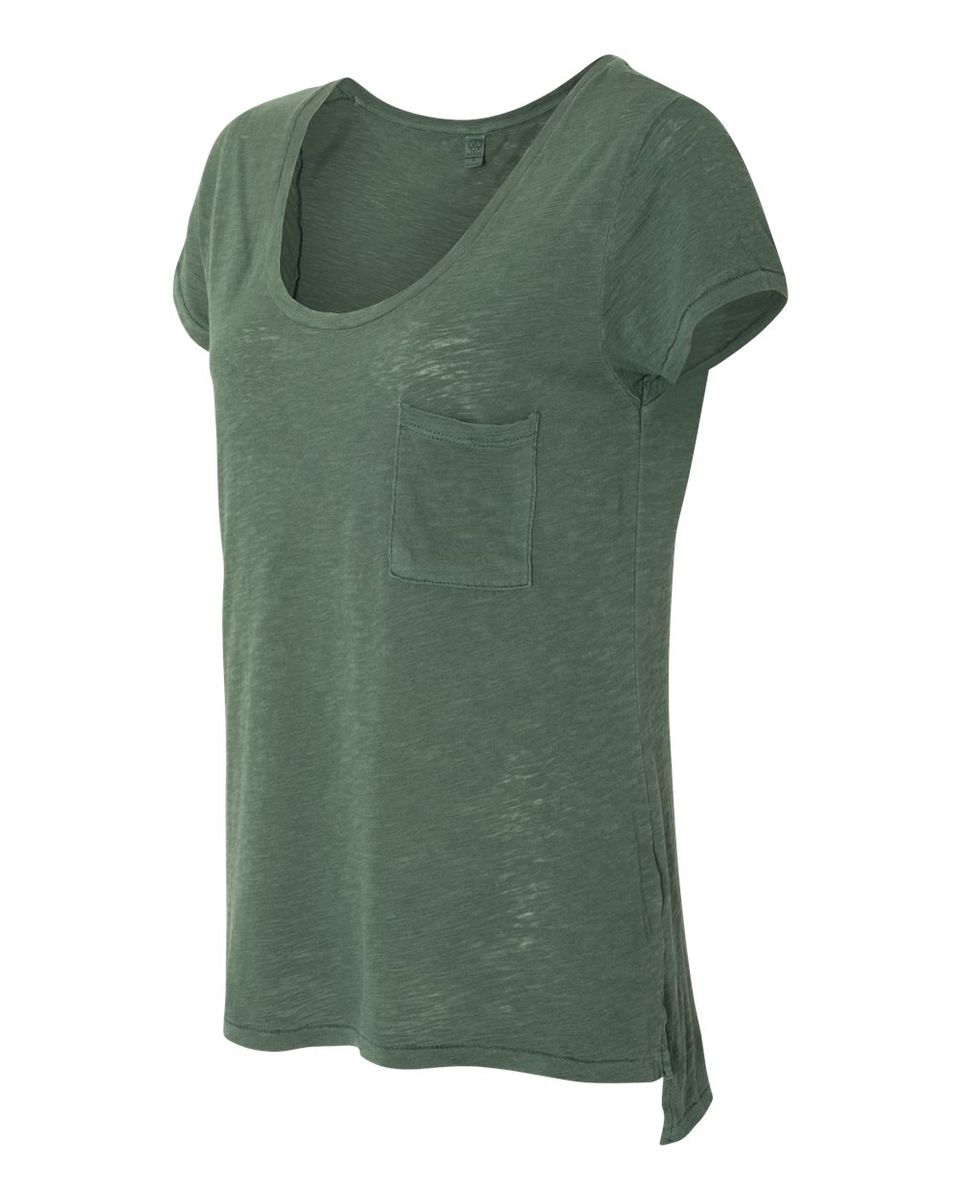 Promotional Women s Washed Slub Favorite Pocket T shirt 12412 