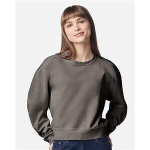 Women's Garment-Dyed Mid-Length Crewneck Sweatshirt - 1566L
